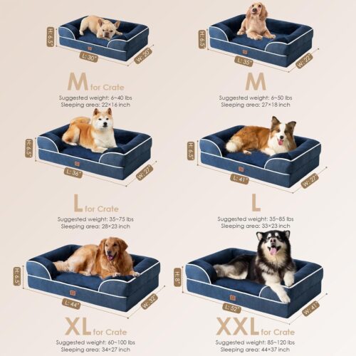 EHEYCIGA Orthopedic Dog Beds for Extra Large Dogs, Waterproof Memory Foam XL Pet Bed with Sides, Non-Slip and Egg-Crate Foam Big Dog Couch Bed with Washable Removable Cover, Grey - Image 74