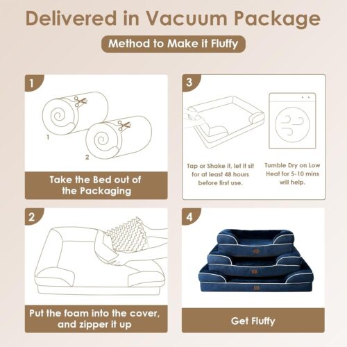 EHEYCIGA Orthopedic Dog Beds for Extra Large Dogs, Waterproof Memory Foam XL Pet Bed with Sides, Non-Slip and Egg-Crate Foam Big Dog Couch Bed with Washable Removable Cover, Grey - Image 75