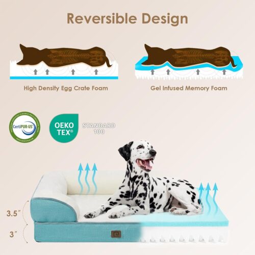 EHEYCIGA Orthopedic Dog Beds for Extra Large Dogs, Waterproof Memory Foam XL Pet Bed with Sides, Non-Slip and Egg-Crate Foam Big Dog Couch Bed with Washable Removable Cover, Grey - Image 78