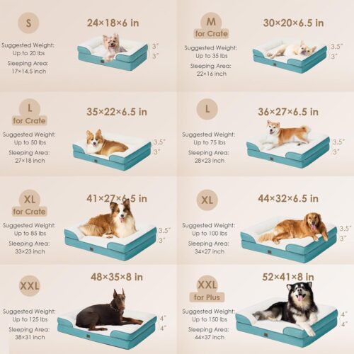 EHEYCIGA Orthopedic Dog Beds for Extra Large Dogs, Waterproof Memory Foam XL Pet Bed with Sides, Non-Slip and Egg-Crate Foam Big Dog Couch Bed with Washable Removable Cover, Grey - Image 81