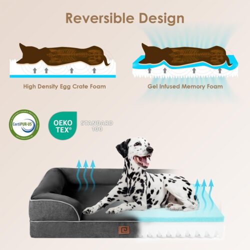 EHEYCIGA Orthopedic Dog Beds for Extra Large Dogs, Waterproof Memory Foam XL Pet Bed with Sides, Non-Slip and Egg-Crate Foam Big Dog Couch Bed with Washable Removable Cover, Grey - Image 88