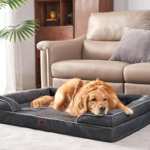 EHEYCIGA Orthopedic Dog Beds for Extra Large Dogs, Waterproof Memory Foam XL Pet Bed with Sides, Non-Slip and Egg-Crate Foam Big Dog Couch Bed with Washable Removable Cover, Grey - Image 89