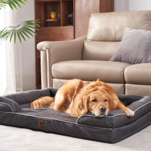 EHEYCIGA Orthopedic Dog Beds for Extra Large Dogs, Waterproof Memory Foam XL Pet Bed with Sides, Non-Slip and Egg-Crate Foam Big Dog Couch Bed with Washable Removable Cover, Grey - Image 95