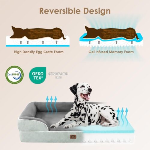 EHEYCIGA Orthopedic Dog Beds for Extra Large Dogs, Waterproof Memory Foam XL Pet Bed with Sides, Non-Slip and Egg-Crate Foam Big Dog Couch Bed with Washable Removable Cover, Grey - Image 99