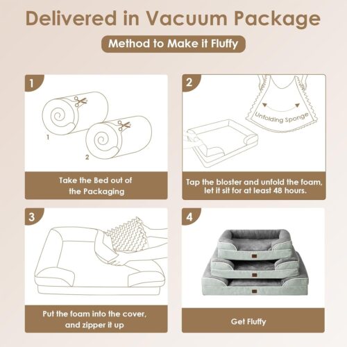 EHEYCIGA Orthopedic Dog Beds for Extra Large Dogs, Waterproof Memory Foam XL Pet Bed with Sides, Non-Slip and Egg-Crate Foam Big Dog Couch Bed with Washable Removable Cover, Grey - Image 102