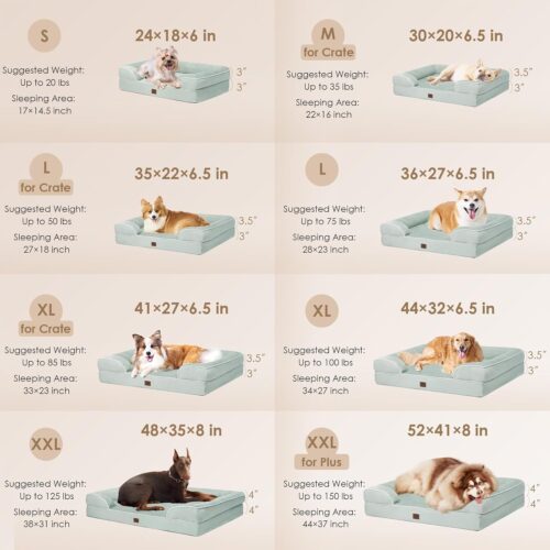 EHEYCIGA Orthopedic Dog Beds for Extra Large Dogs, Waterproof Memory Foam XL Pet Bed with Sides, Non-Slip and Egg-Crate Foam Big Dog Couch Bed with Washable Removable Cover, Grey - Image 106