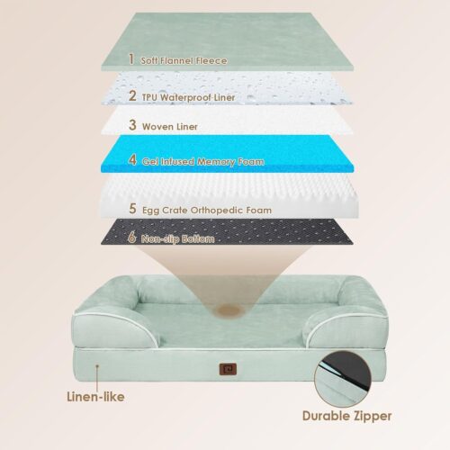 EHEYCIGA Orthopedic Dog Beds for Extra Large Dogs, Waterproof Memory Foam XL Pet Bed with Sides, Non-Slip and Egg-Crate Foam Big Dog Couch Bed with Washable Removable Cover, Grey - Image 109