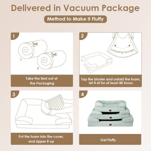 EHEYCIGA Orthopedic Dog Beds for Extra Large Dogs, Waterproof Memory Foam XL Pet Bed with Sides, Non-Slip and Egg-Crate Foam Big Dog Couch Bed with Washable Removable Cover, Grey - Image 111