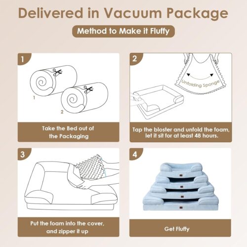EHEYCIGA Orthopedic Dog Beds for Extra Large Dogs, Waterproof Memory Foam XL Pet Bed with Sides, Non-Slip and Egg-Crate Foam Big Dog Couch Bed with Washable Removable Cover, Grey - Image 116