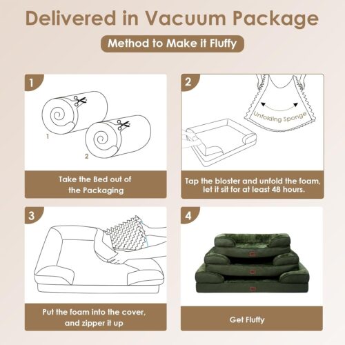 EHEYCIGA Orthopedic Dog Beds for Extra Large Dogs, Waterproof Memory Foam XL Pet Bed with Sides, Non-Slip and Egg-Crate Foam Big Dog Couch Bed with Washable Removable Cover, Grey - Image 128