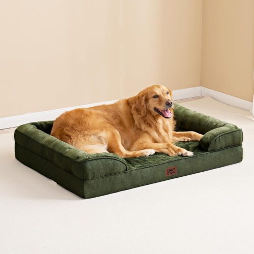 EHEYCIGA Orthopedic Dog Beds for Extra Large Dogs, Waterproof Memory Foam XL Pet Bed with Sides, Non-Slip and Egg-Crate Foam Big Dog Couch Bed with Washable Removable Cover, Grey - Image 130