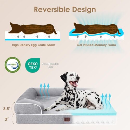 EHEYCIGA Orthopedic Dog Beds for Extra Large Dogs, Waterproof Memory Foam XL Pet Bed with Sides, Non-Slip and Egg-Crate Foam Big Dog Couch Bed with Washable Removable Cover, Grey - Image 131