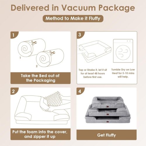 EHEYCIGA Orthopedic Dog Beds for Extra Large Dogs, Waterproof Memory Foam XL Pet Bed with Sides, Non-Slip and Egg-Crate Foam Big Dog Couch Bed with Washable Removable Cover, Grey - Image 133