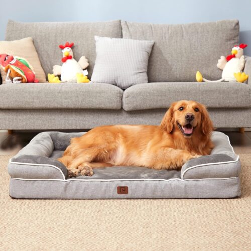 EHEYCIGA Orthopedic Dog Beds for Extra Large Dogs, Waterproof Memory Foam XL Pet Bed with Sides, Non-Slip and Egg-Crate Foam Big Dog Couch Bed with Washable Removable Cover, Grey - Image 134