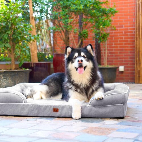 EHEYCIGA Orthopedic Dog Beds for Extra Large Dogs, Waterproof Memory Foam XL Pet Bed with Sides, Non-Slip and Egg-Crate Foam Big Dog Couch Bed with Washable Removable Cover, Grey - Image 136