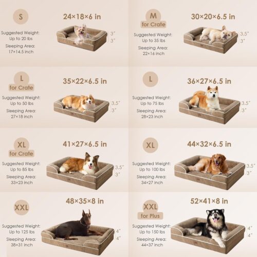EHEYCIGA Orthopedic Dog Beds for Extra Large Dogs, Waterproof Memory Foam XL Pet Bed with Sides, Non-Slip and Egg-Crate Foam Big Dog Couch Bed with Washable Removable Cover, Grey - Image 138