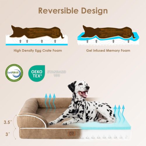 EHEYCIGA Orthopedic Dog Beds for Extra Large Dogs, Waterproof Memory Foam XL Pet Bed with Sides, Non-Slip and Egg-Crate Foam Big Dog Couch Bed with Washable Removable Cover, Grey - Image 140