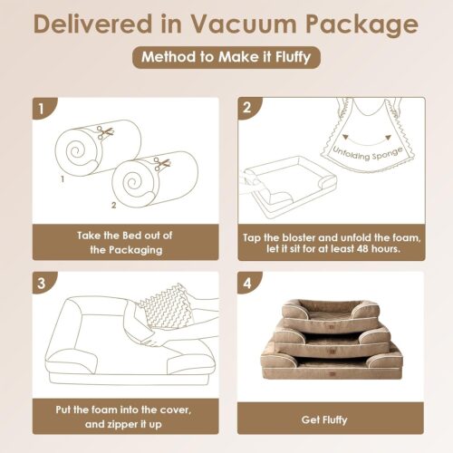 EHEYCIGA Orthopedic Dog Beds for Extra Large Dogs, Waterproof Memory Foam XL Pet Bed with Sides, Non-Slip and Egg-Crate Foam Big Dog Couch Bed with Washable Removable Cover, Grey - Image 143