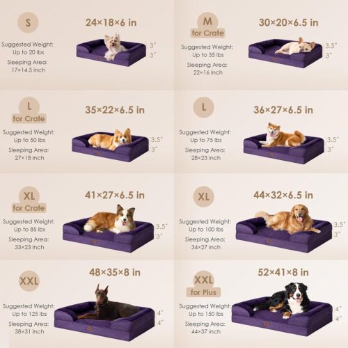 EHEYCIGA Orthopedic Dog Beds for Extra Large Dogs, Waterproof Memory Foam XL Pet Bed with Sides, Non-Slip and Egg-Crate Foam Big Dog Couch Bed with Washable Removable Cover, Grey - Image 152