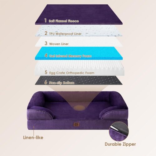 EHEYCIGA Orthopedic Dog Beds for Extra Large Dogs, Waterproof Memory Foam XL Pet Bed with Sides, Non-Slip and Egg-Crate Foam Big Dog Couch Bed with Washable Removable Cover, Grey - Image 153