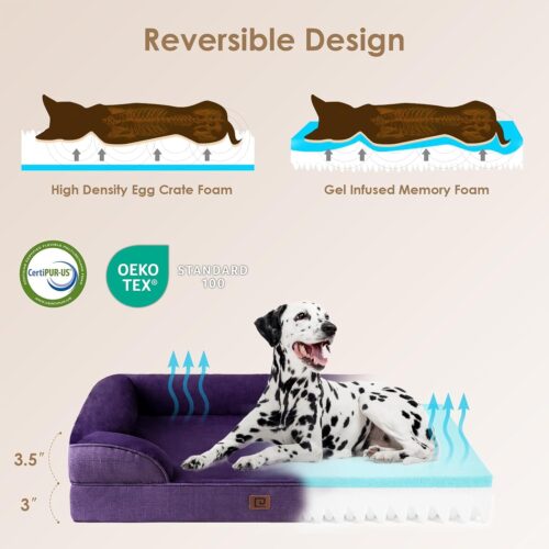 EHEYCIGA Orthopedic Dog Beds for Extra Large Dogs, Waterproof Memory Foam XL Pet Bed with Sides, Non-Slip and Egg-Crate Foam Big Dog Couch Bed with Washable Removable Cover, Grey - Image 154