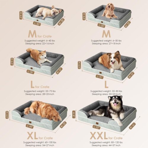 EHEYCIGA Orthopedic Dog Beds for Extra Large Dogs, Waterproof Memory Foam XL Pet Bed with Sides, Non-Slip and Egg-Crate Foam Big Dog Couch Bed with Washable Removable Cover, Grey - Image 163