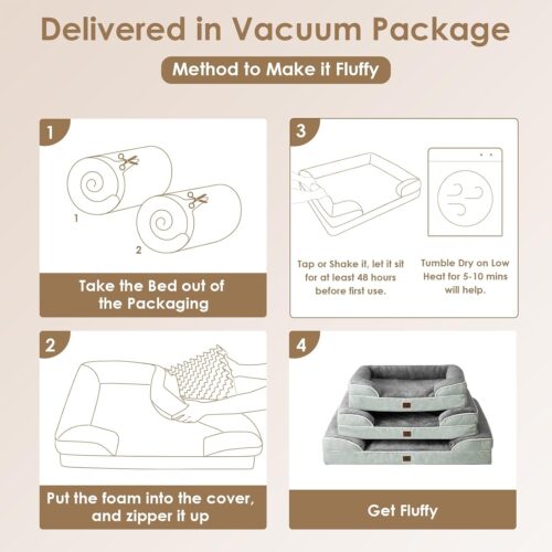 EHEYCIGA Orthopedic Dog Beds for Extra Large Dogs, Waterproof Memory Foam XL Pet Bed with Sides, Non-Slip and Egg-Crate Foam Big Dog Couch Bed with Washable Removable Cover, Grey - Image 164