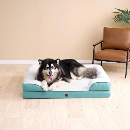 EHEYCIGA Orthopedic Dog Beds for Extra Large Dogs, Waterproof Memory Foam XL Pet Bed with Sides, Non-Slip and Egg-Crate Foam Big Dog Couch Bed with Washable Removable Cover, Grey - Image 169