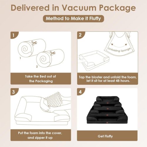 EHEYCIGA Orthopedic Dog Beds for Extra Large Dogs, Waterproof Memory Foam XL Pet Bed with Sides, Non-Slip and Egg-Crate Foam Big Dog Couch Bed with Washable Removable Cover, Grey - Image 172