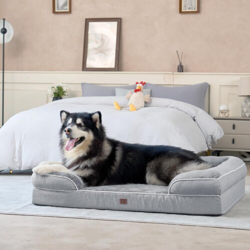 EHEYCIGA Orthopedic Dog Beds for Extra Large Dogs, Waterproof Memory Foam XL Pet Bed with Sides, Non-Slip and Egg-Crate Foam Big Dog Couch Bed with Washable Removable Cover, Grey - Image 183
