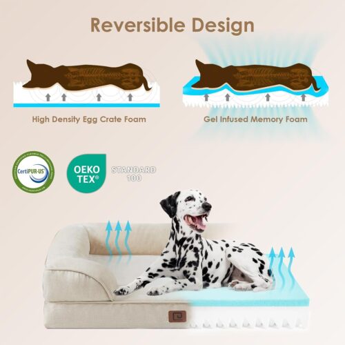 EHEYCIGA Orthopedic Dog Beds for Extra Large Dogs, Waterproof Memory Foam XL Pet Bed with Sides, Non-Slip and Egg-Crate Foam Big Dog Couch Bed with Washable Removable Cover, Grey - Image 186