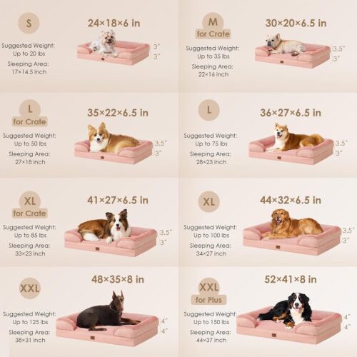 EHEYCIGA Orthopedic Dog Beds for Extra Large Dogs, Waterproof Memory Foam XL Pet Bed with Sides, Non-Slip and Egg-Crate Foam Big Dog Couch Bed with Washable Removable Cover, Grey - Image 189
