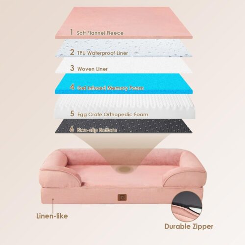 EHEYCIGA Orthopedic Dog Beds for Extra Large Dogs, Waterproof Memory Foam XL Pet Bed with Sides, Non-Slip and Egg-Crate Foam Big Dog Couch Bed with Washable Removable Cover, Grey - Image 192
