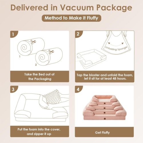 EHEYCIGA Orthopedic Dog Beds for Extra Large Dogs, Waterproof Memory Foam XL Pet Bed with Sides, Non-Slip and Egg-Crate Foam Big Dog Couch Bed with Washable Removable Cover, Grey - Image 194