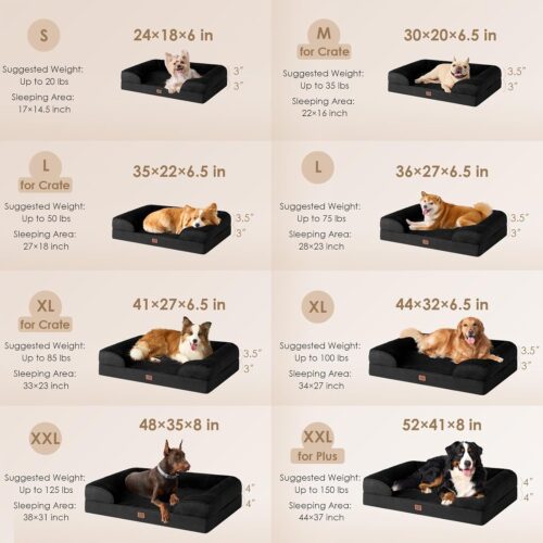 EHEYCIGA Orthopedic Dog Beds for Extra Large Dogs, Waterproof Memory Foam XL Pet Bed with Sides, Non-Slip and Egg-Crate Foam Big Dog Couch Bed with Washable Removable Cover, Grey - Image 197