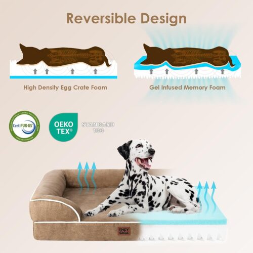 EHEYCIGA Orthopedic Dog Beds for Extra Large Dogs, Waterproof Memory Foam XL Pet Bed with Sides, Non-Slip and Egg-Crate Foam Big Dog Couch Bed with Washable Removable Cover, Grey - Image 204