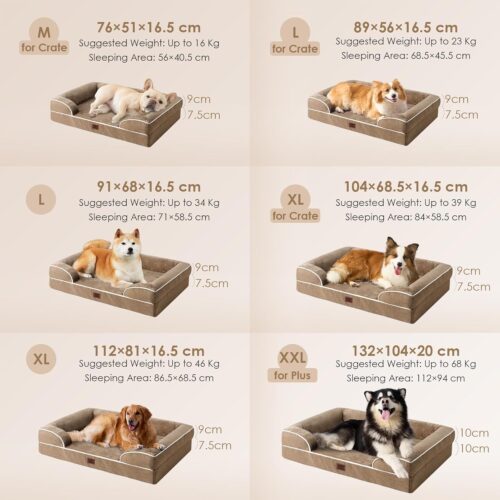 EHEYCIGA Orthopedic Dog Beds for Extra Large Dogs, Waterproof Memory Foam XL Pet Bed with Sides, Non-Slip and Egg-Crate Foam Big Dog Couch Bed with Washable Removable Cover, Grey - Image 206