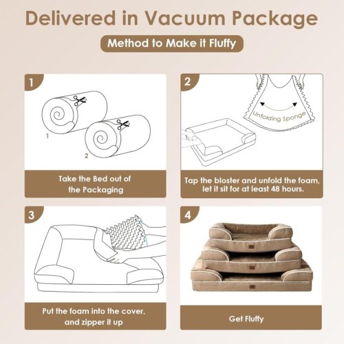 EHEYCIGA Orthopedic Dog Beds for Extra Large Dogs, Waterproof Memory Foam XL Pet Bed with Sides, Non-Slip and Egg-Crate Foam Big Dog Couch Bed with Washable Removable Cover, Grey - Image 208