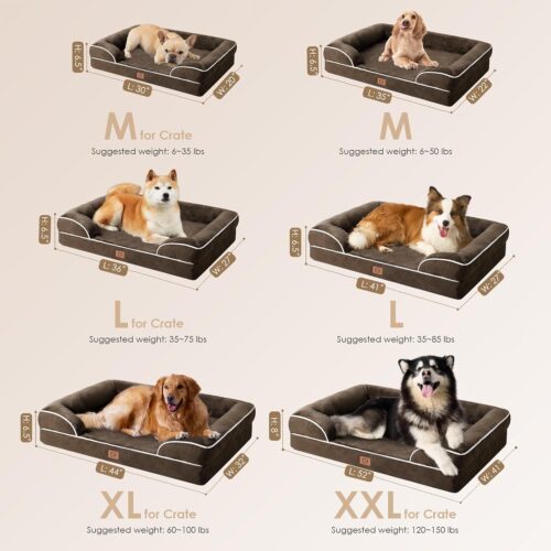 EHEYCIGA Orthopedic Dog Beds for Extra Large Dogs, Waterproof Memory Foam XL Pet Bed with Sides, Non-Slip and Egg-Crate Foam Big Dog Couch Bed with Washable Removable Cover, Grey - Image 214