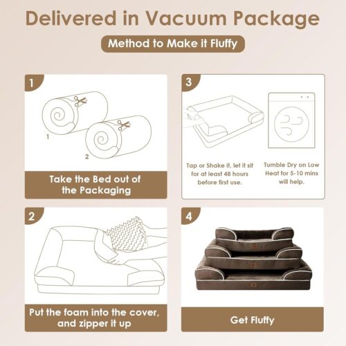EHEYCIGA Orthopedic Dog Beds for Extra Large Dogs, Waterproof Memory Foam XL Pet Bed with Sides, Non-Slip and Egg-Crate Foam Big Dog Couch Bed with Washable Removable Cover, Grey - Image 215