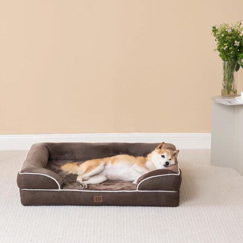 EHEYCIGA Orthopedic Dog Beds for Extra Large Dogs, Waterproof Memory Foam XL Pet Bed with Sides, Non-Slip and Egg-Crate Foam Big Dog Couch Bed with Washable Removable Cover, Grey - Image 216