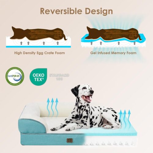 EHEYCIGA Orthopedic Dog Beds for Extra Large Dogs, Waterproof Memory Foam XL Pet Bed with Sides, Non-Slip and Egg-Crate Foam Big Dog Couch Bed with Washable Removable Cover, Grey - Image 219