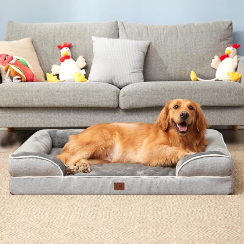 EHEYCIGA Orthopedic Dog Beds for Extra Large Dogs, Waterproof Memory Foam XL Pet Bed with Sides, Non-Slip and Egg-Crate Foam Big Dog Couch Bed with Washable Removable Cover, Grey - Image 221