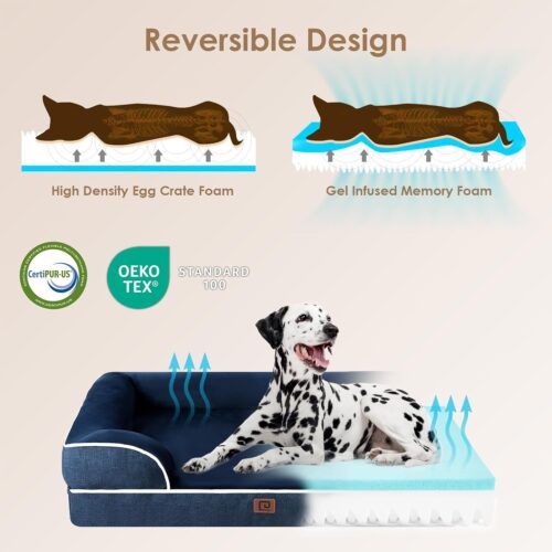 EHEYCIGA Orthopedic Dog Beds for Extra Large Dogs, Waterproof Memory Foam XL Pet Bed with Sides, Non-Slip and Egg-Crate Foam Big Dog Couch Bed with Washable Removable Cover, Grey - Image 226