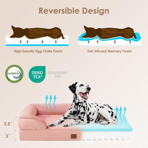 EHEYCIGA Orthopedic Dog Beds for Extra Large Dogs, Waterproof Memory Foam XL Pet Bed with Sides, Non-Slip and Egg-Crate Foam Big Dog Couch Bed with Washable Removable Cover, Grey - Image 231