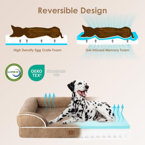 EHEYCIGA Orthopedic Dog Beds for Extra Large Dogs, Waterproof Memory Foam XL Pet Bed with Sides, Non-Slip and Egg-Crate Foam Big Dog Couch Bed with Washable Removable Cover, Grey - Image 235