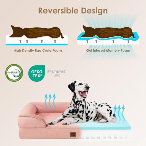 EHEYCIGA Orthopedic Dog Beds for Extra Large Dogs, Waterproof Memory Foam XL Pet Bed with Sides, Non-Slip and Egg-Crate Foam Big Dog Couch Bed with Washable Removable Cover, Grey - Image 242