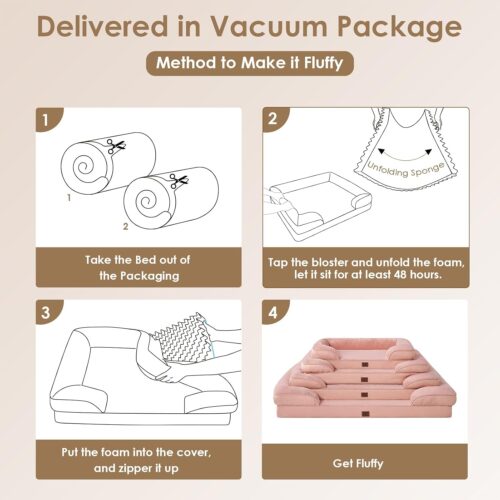 EHEYCIGA Orthopedic Dog Beds for Extra Large Dogs, Waterproof Memory Foam XL Pet Bed with Sides, Non-Slip and Egg-Crate Foam Big Dog Couch Bed with Washable Removable Cover, Grey - Image 245