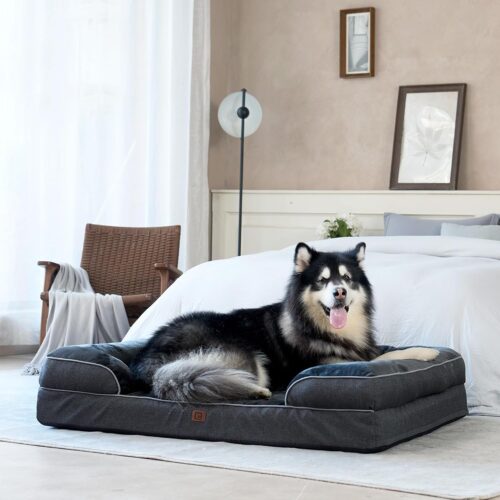 EHEYCIGA Orthopedic Dog Beds for Extra Large Dogs, Waterproof Memory Foam XL Pet Bed with Sides, Non-Slip and Egg-Crate Foam Big Dog Couch Bed with Washable Removable Cover, Grey - Image 252