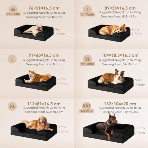 EHEYCIGA Orthopedic Dog Beds for Extra Large Dogs, Waterproof Memory Foam XL Pet Bed with Sides, Non-Slip and Egg-Crate Foam Big Dog Couch Bed with Washable Removable Cover, Grey - Image 261